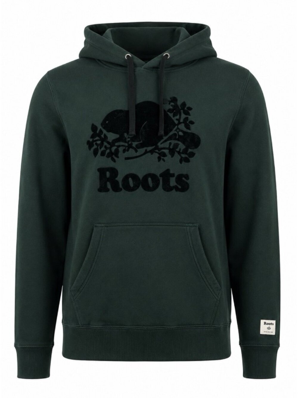 Roots Hoodie Mens Small Green Beaver Maple Leaf Pullover Sweatshirt Canada Logo